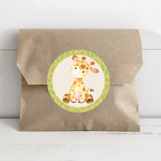 Giraffe Oerwoud Dieren Baby shower Favor Sticker