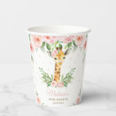 Giraffe Oerwoud Roze Floral Baby shower Birthday Papieren Bekers (Achterkant)