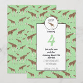 Giraffe Oerwoud Safari Animal Birthday Uitnodiging (Voorkant / Achterkant)