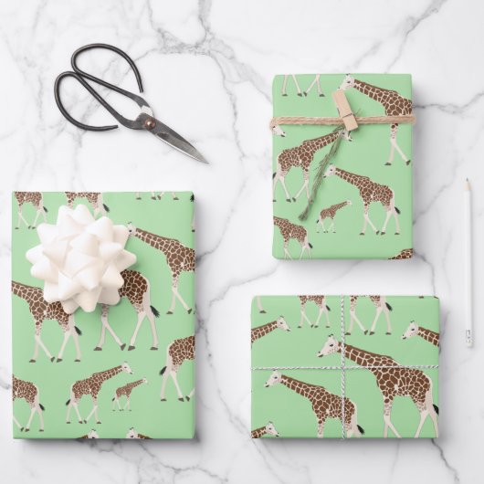 Giraffe Oerwoud Safari Animal Inpakpapier Vel (Voorkant)