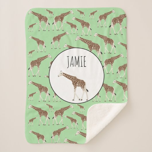 Giraffe Oerwoud Safari Animal Sherpa Deken (Voorkant)