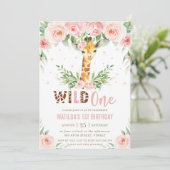 Giraffe Oerwoud Safari Blush Floral 1 september  Kaart (Staand voorkant)