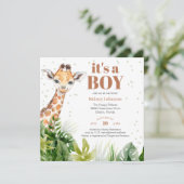 Giraffe Oerwoud Safari Boy Baby shower Kaart (Staand voorkant)
