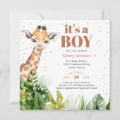 Giraffe Oerwoud Safari Boy Baby shower Kaart (Voorkant)