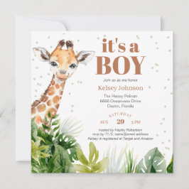 Giraffe Oerwoud Safari Boy Baby shower Kaart