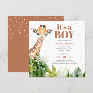 Giraffe Oerwoud Safari Boy Baby shower Kaart