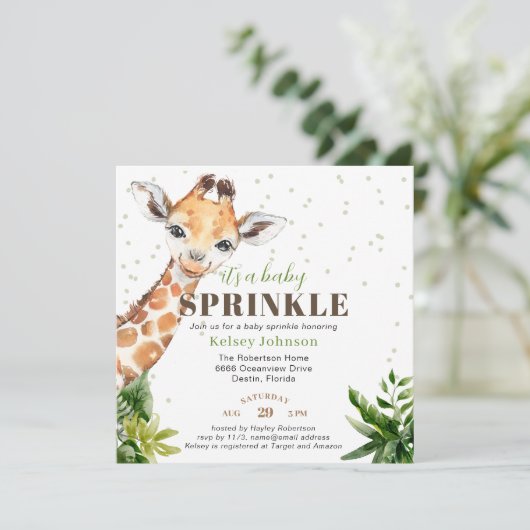 Giraffe Oerwoud Safari Het is een Baby Sprinkle Kaart (Staand voorkant)