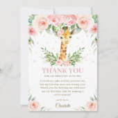 Giraffe Oerwoud Safari Roze Blush Floral Birthday  Bedankkaart (Voorkant)