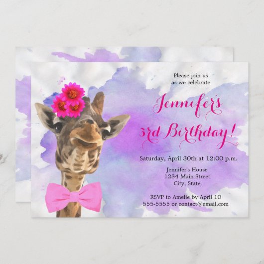 Giraffe oerwoud waterverf gefeliciteerd kaart (Voorkant / Achterkant)