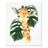 Giraffe, Oerwouden, Safari-dieren, Palm Leaf Foto Afdruk (Voorkant)