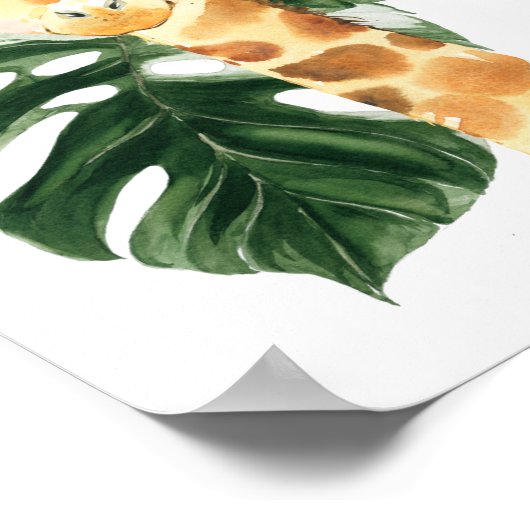 Giraffe, Oerwouden, Safari-dieren, Palm Leaf Poster (Hoek)