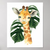 Giraffe, Oerwouden, Safari-dieren, Palm Leaf Poster (Voorkant)