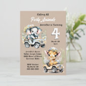 Giraffe olifant oerwoud safari wilde dieren kinder kaart (Staand voorkant)