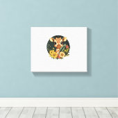 Giraffe Omringd Door Kleurrijke Bloemen Canvas Afdruk (Insitu (Houten vloer))