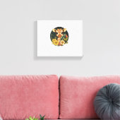Giraffe Omringd Door Kleurrijke Bloemen Canvas Afdruk (Insitu (Woonkamer))