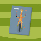 Giraffe on a Unicycle Blue Button