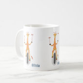 Giraffe on a Unicycle Kid Mug with Name Koffiemok (Voorkant links)