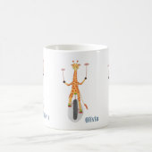Giraffe on a Unicycle Kid Mug with Name Koffiemok (Center)