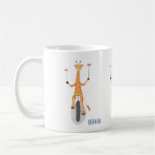 Giraffe on a Unicycle Kid Mug with Name Koffiemok (Links)