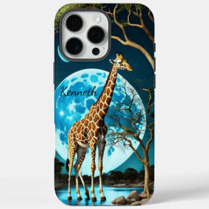 Giraffe onder Blue Moon iPhone 16 Pro Max Hoesje
