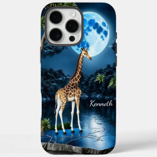 Giraffe onder een blauwe maan iPhone 16 pro max hoesje