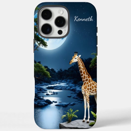 Giraffe onder een volle maan Case-Mate iPhone case (Achterkant)