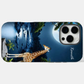 Giraffe onder een volle maan Case-Mate iPhone case (Achterkant (horizontaal))
