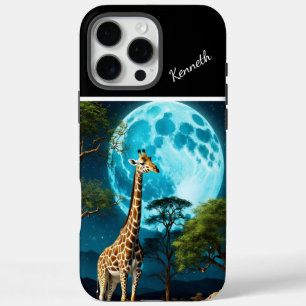 Giraffe onder maanlicht iPhone 16 pro max hoesje