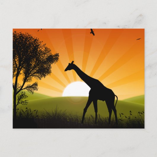 Giraffe onderweg briefkaart (Voorkant)