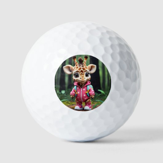 Giraffe onderzoekt Natuur Golfballen (Voorkant)