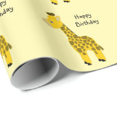 Giraffe Ontwerp Elke Achtergrondkleur Verjaardagsc Cadeaupapier (Rol Hoek)