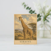 Giraffe Oost-Afrikaanse savanne VINTAGE Briefkaart (Staand voorkant)
