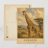 Giraffe Oost-Afrikaanse savanne VINTAGE Briefkaart (Voorkant / Achterkant)