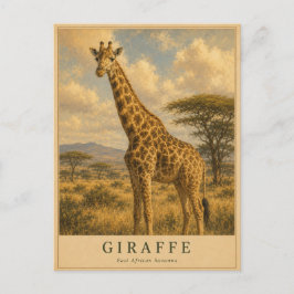 Giraffe Oost-Afrikaanse savanne VINTAGE Briefkaart