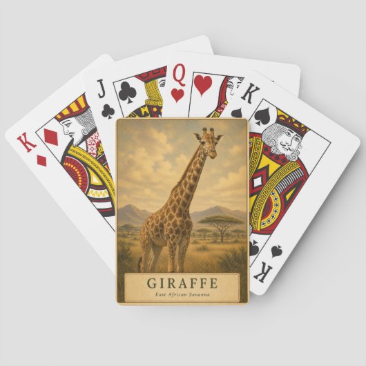 Giraffe Oost-Afrikaanse savanne VINTAGE Pokerkaarten (Achterkant)