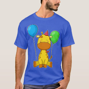 Giraffe op Birthday met ballonnen T-shirt
