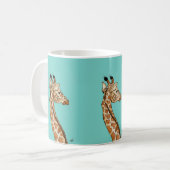 Giraffe op blauwgroen achtergrond koffiemok (Voorkant links)