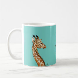 Giraffe op blauwgroen achtergrond koffiemok
