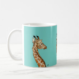 Giraffe op blauwgroen achtergrond koffiemok