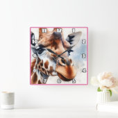 Giraffe op de Afrikaanse savanne Vierkante Klok (Huis)