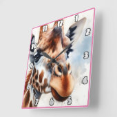 Giraffe op de Afrikaanse savanne Vierkante Klok (Hoek)