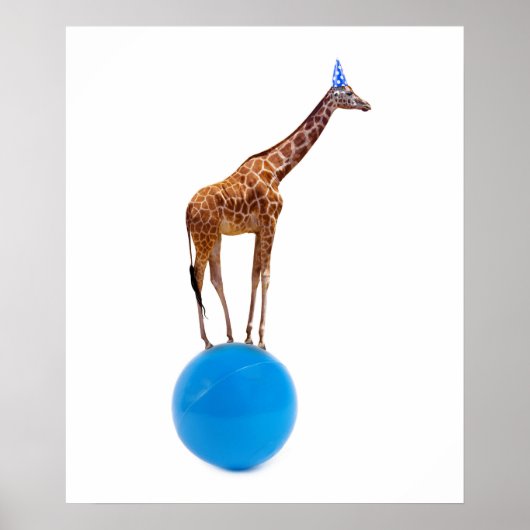Giraffe op de bal poster (Voorkant)