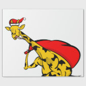 Giraffe op de fiets Kerstman Kerst Cadeaupapier (Vlak)