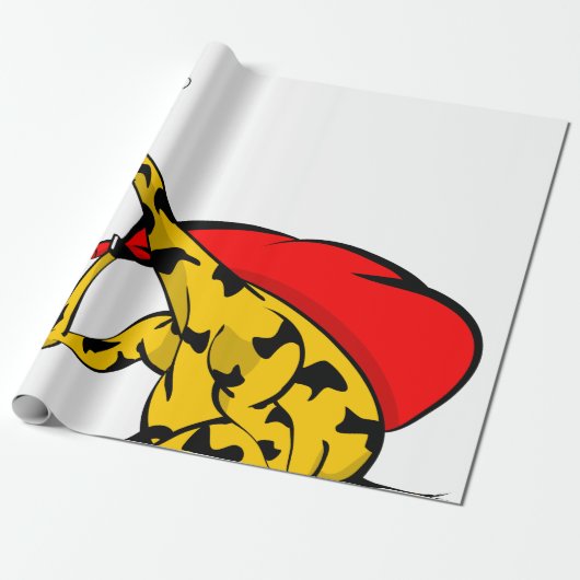 Giraffe op de fiets Kerstman Kerst Cadeaupapier (Uitgerold)