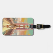 Giraffe op de Golden Gate Bridge in San Francisco Bagagelabel (Voorkant horizontaal)