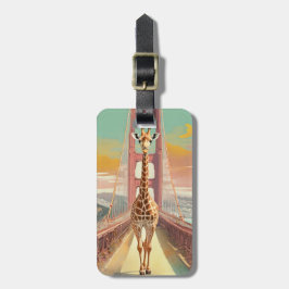 Giraffe op de Golden Gate Bridge in San Francisco Bagagelabel