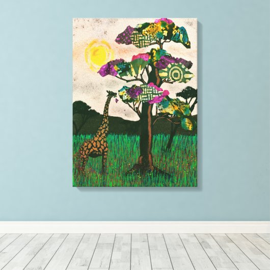 Giraffe op de Planes van Afrika Canvas Afdruk (Insitu (Houten vloer))
