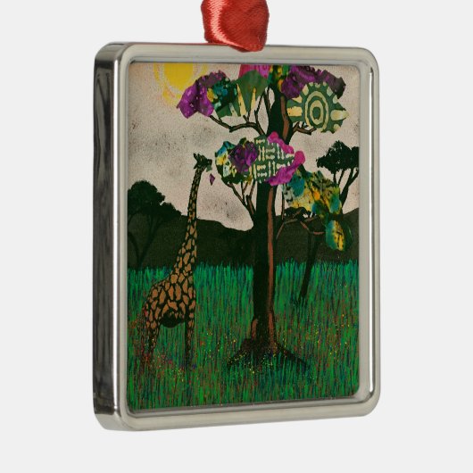 Giraffe op de Planes van Afrika Metalen Ornament (Rechts)