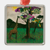 Giraffe op de Planes van Afrika Metalen Ornament (Voorkant)