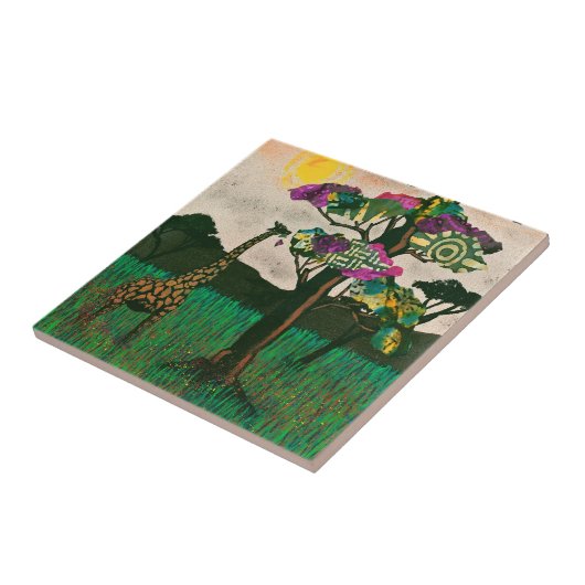 Giraffe op de Planes van Afrika Tegeltje (Zijkant)